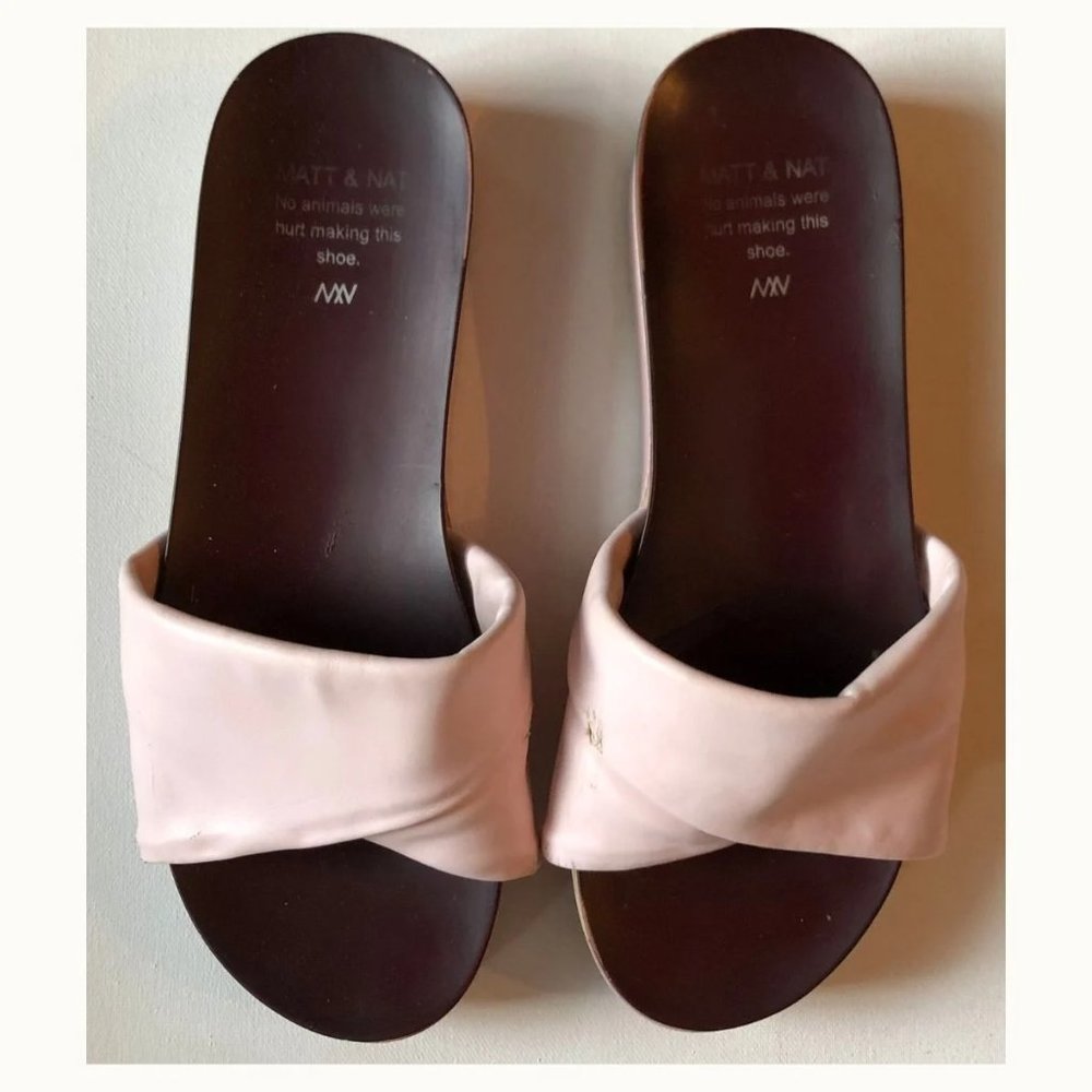 Matt & Nat Vegan Open Toe Slip On Pink Slides Sandals Size 7 - Picture 6 of 6